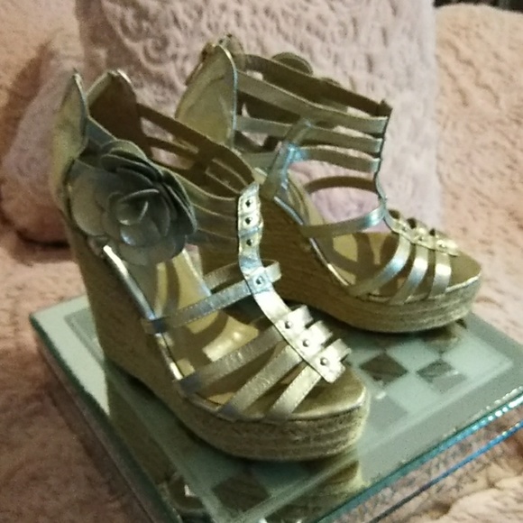 Jimmy Choo Shoes - Jimmy Choo Gold Wedges *Sample*